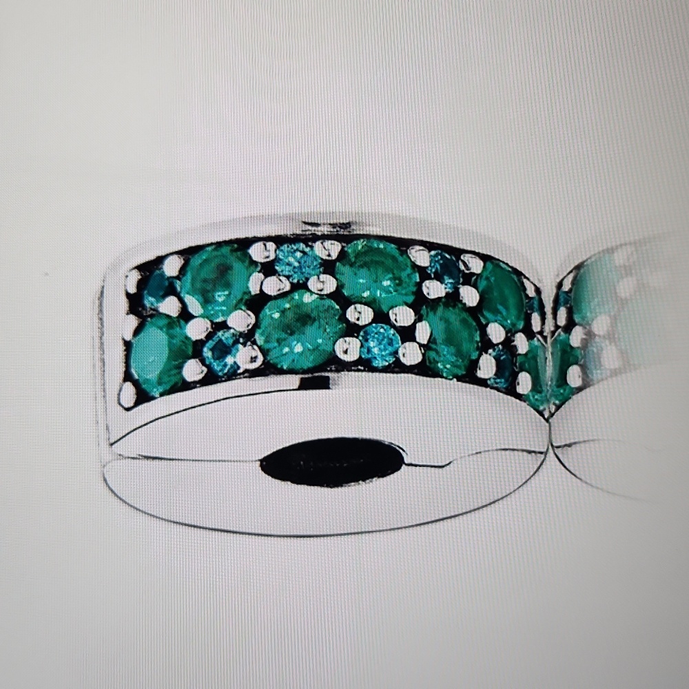 Pandora Sterling Silver Green Mosaic Shining Elegance Spacer Clip Charm